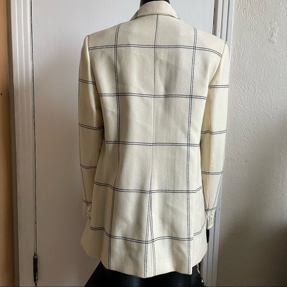 Nwt vintage 1980s 100% wool cream blazer with black stripes size 8 - Picture 4 of 17